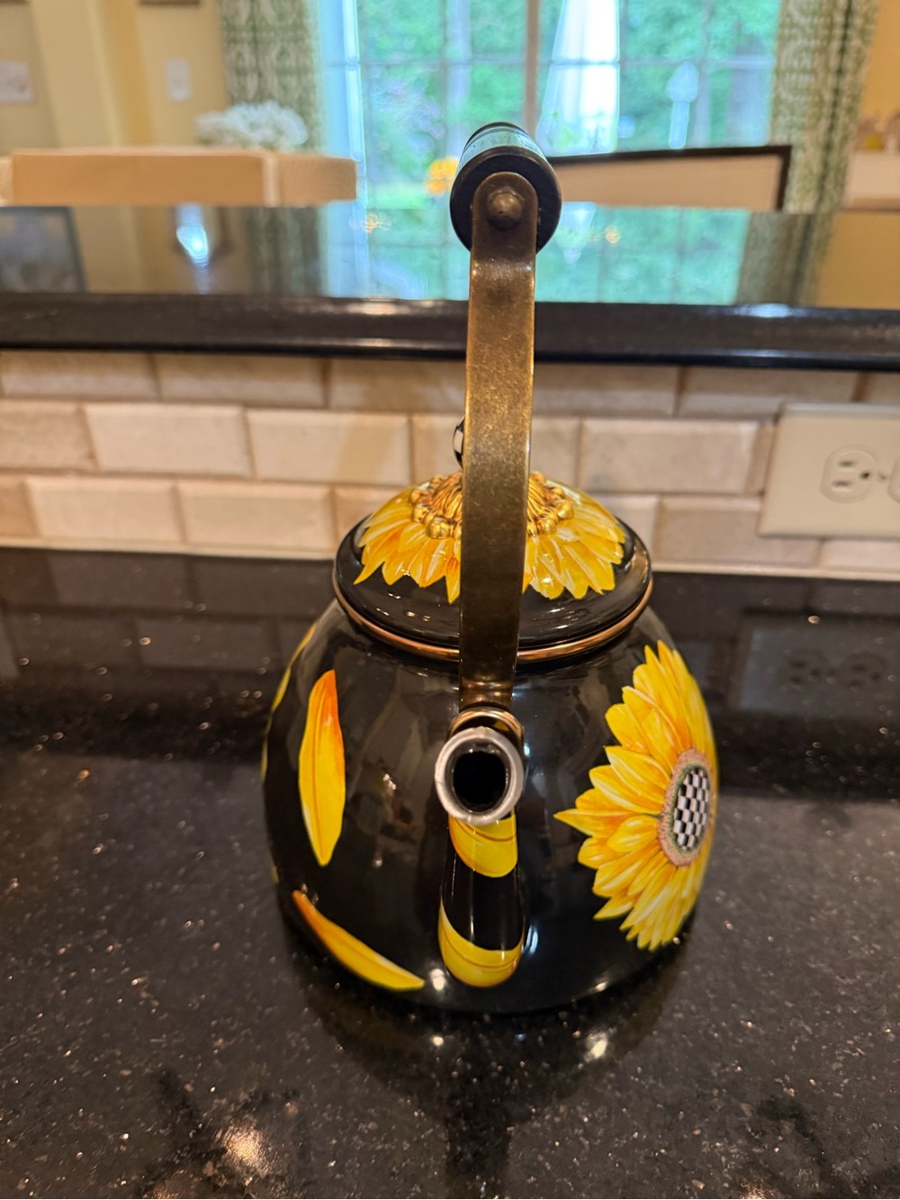 MacKenzie-Childs Black and Yellow Sunflower Teapot - Picture 4 of 6